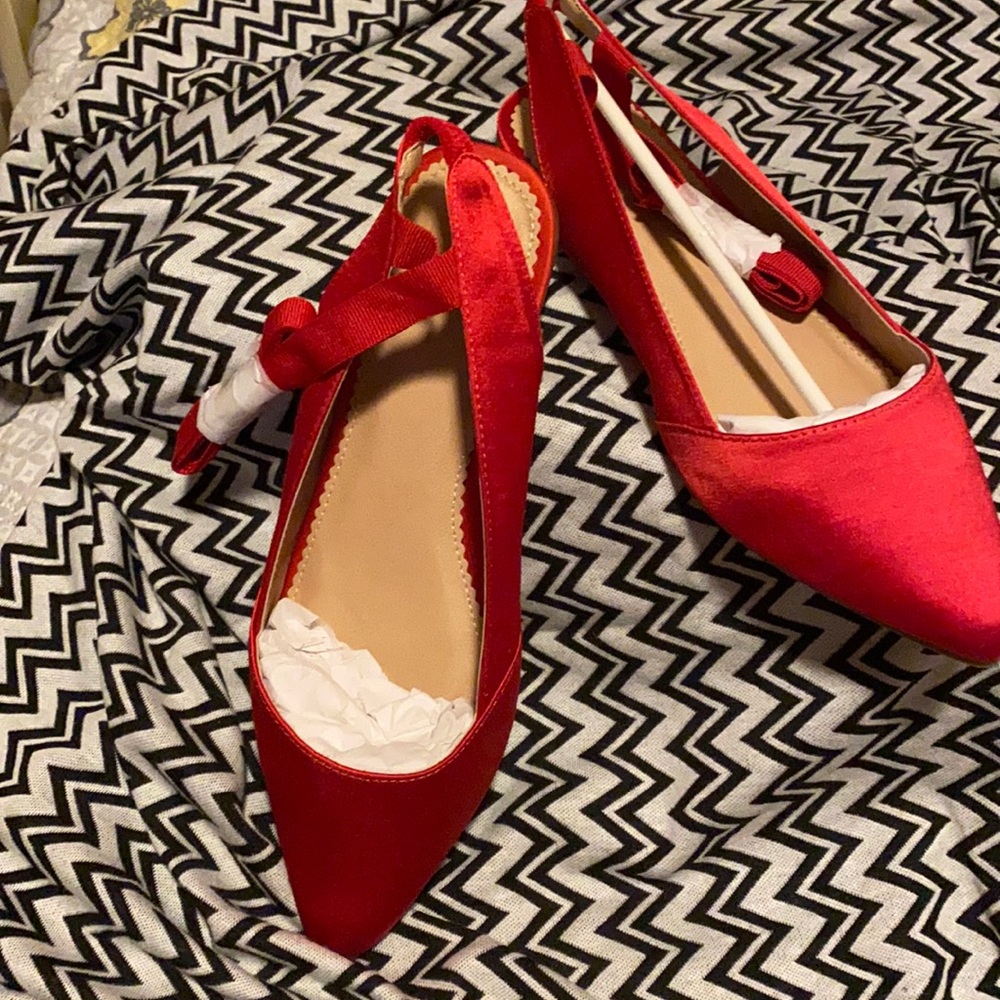 Red flats with ankle laces